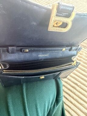 Balenciaga Black Leather Continental Wallet with Gold B Hardware